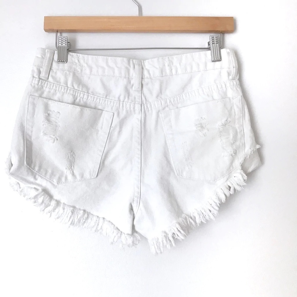 Litz White Distressed Cut Off Shorts View 2